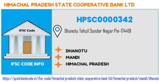Himachal Pradesh State Cooperative Bank Dhanotu HPSC0000342 IFSC Code