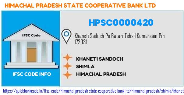 Himachal Pradesh State Cooperative Bank Khaneti Sandoch HPSC0000420 IFSC Code