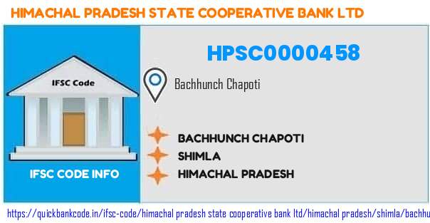 Himachal Pradesh State Cooperative Bank Bachhunch Chapoti HPSC0000458 IFSC Code