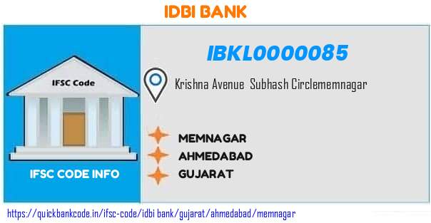 IBKL0000085 IDBI. MEMNAGAR