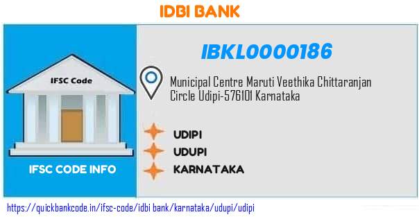 Idbi Bank Udipi IBKL0000186 IFSC Code