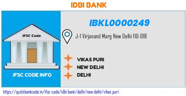 Idbi Bank Vikas Puri IBKL0000249 IFSC Code