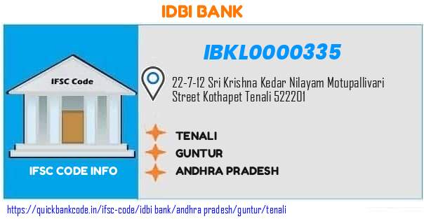 Idbi Bank Tenali IBKL0000335 IFSC Code