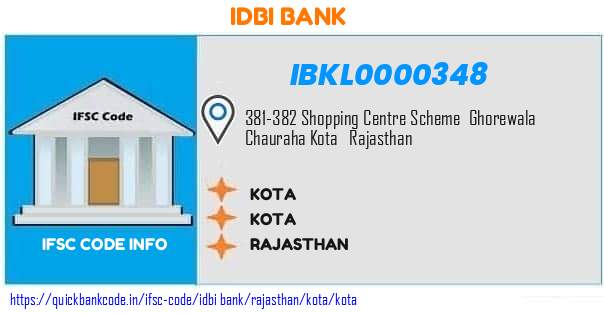 Idbi Bank Kota IBKL0000348 IFSC Code