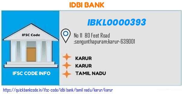 Idbi Bank Karur IBKL0000393 IFSC Code