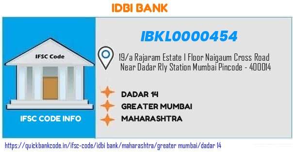 Idbi Bank Dadar 14 IBKL0000454 IFSC Code