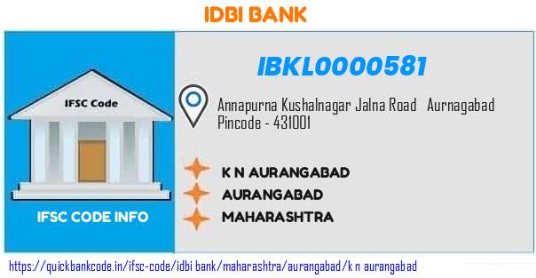 Idbi Bank K N Aurangabad IBKL0000581 IFSC Code