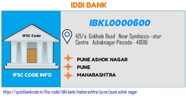 Idbi Bank Pune Ashok Nagar IBKL0000600 IFSC Code