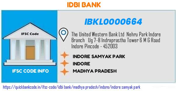 Idbi Bank Indore Samyak Park IBKL0000664 IFSC Code