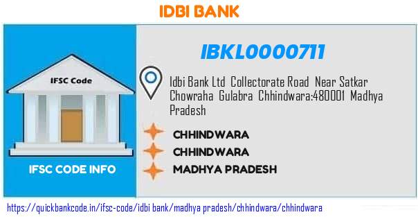 Idbi Bank Chhindwara IBKL0000711 IFSC Code