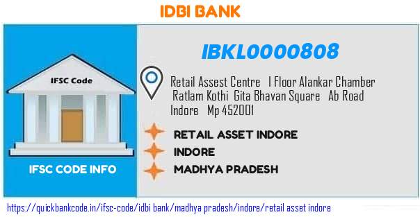 Idbi Bank Retail Asset Indore IBKL0000808 IFSC Code