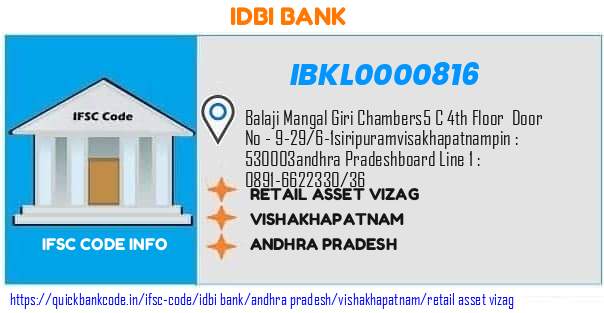 Idbi Bank Retail Asset Vizag IBKL0000816 IFSC Code