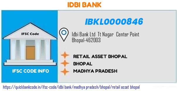 Idbi Bank Retail Asset Bhopal IBKL0000846 IFSC Code
