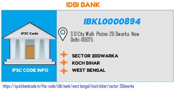 Idbi Bank Sector 20dwarka IBKL0000894 IFSC Code