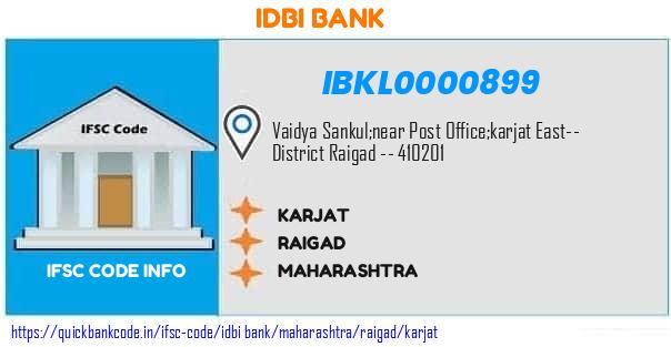 Idbi Bank Karjat IBKL0000899 IFSC Code