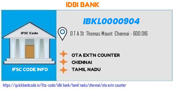 Idbi Bank Ota Extn Counter IBKL0000904 IFSC Code