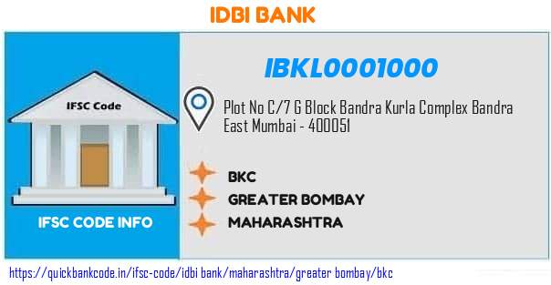 Idbi Bank Bkc IBKL0001000 IFSC Code