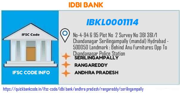 Idbi Bank Serilingampally IBKL0001114 IFSC Code