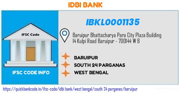 Idbi Bank Baruipur IBKL0001135 IFSC Code