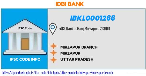 Idbi Bank Mirzapur Branch IBKL0001266 IFSC Code