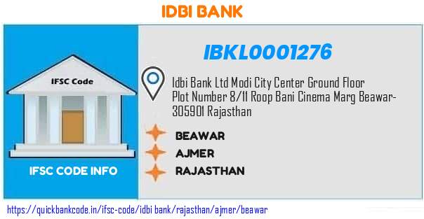 Idbi Bank Beawar IBKL0001276 IFSC Code