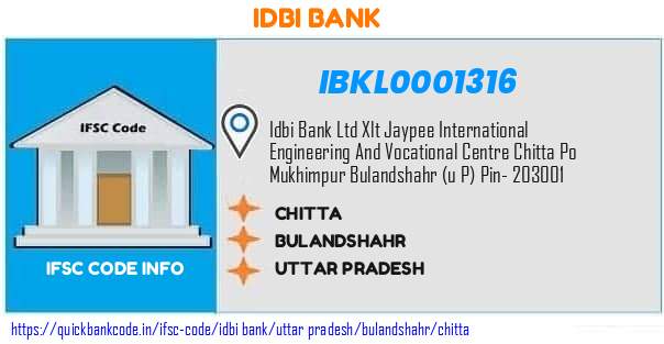 Idbi Bank Chitta IBKL0001316 IFSC Code