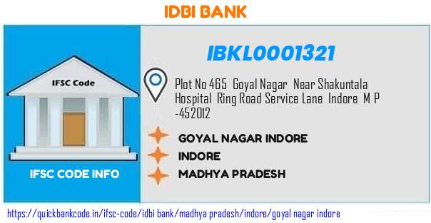 Idbi Bank Goyal Nagar Indore IBKL0001321 IFSC Code