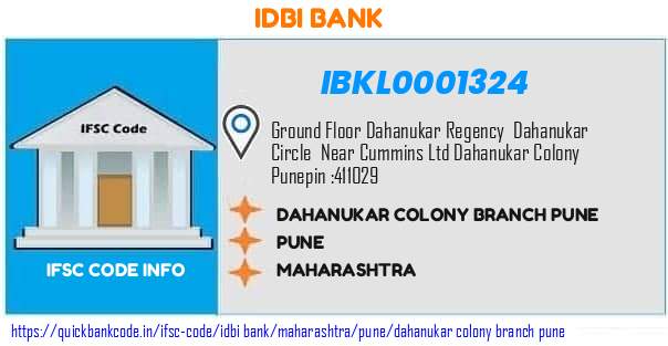 Idbi Bank Dahanukar Colony Branch Pune IBKL0001324 IFSC Code