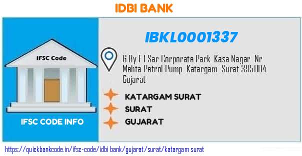 Idbi Bank Katargam Surat IBKL0001337 IFSC Code