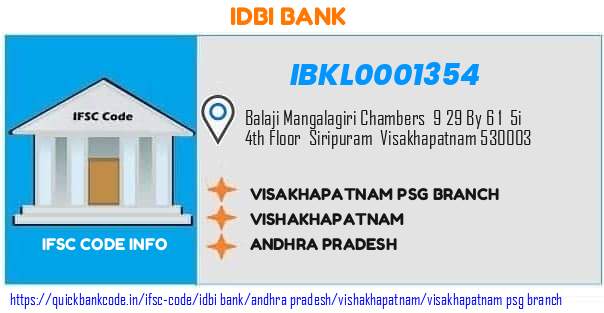 Idbi Bank Visakhapatnam Psg Branch IBKL0001354 IFSC Code