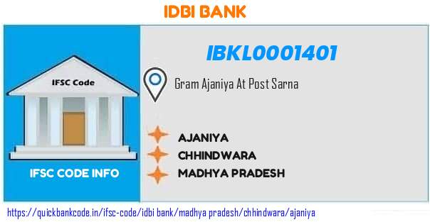 Idbi Bank Ajaniya IBKL0001401 IFSC Code