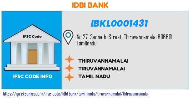 Idbi Bank Thiruvannamalai IBKL0001431 IFSC Code