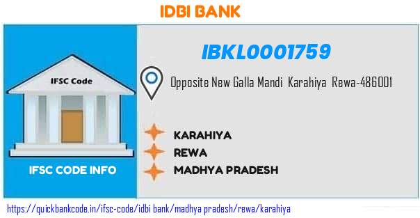 Idbi Bank Karahiya IBKL0001759 IFSC Code