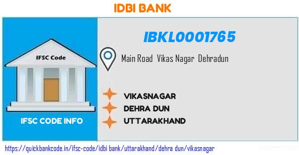 Idbi Bank Vikasnagar IBKL0001765 IFSC Code