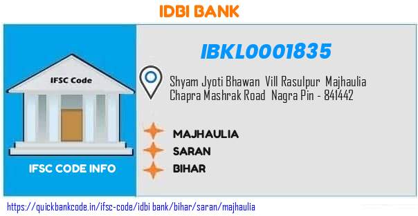 Idbi Bank Majhaulia IBKL0001835 IFSC Code