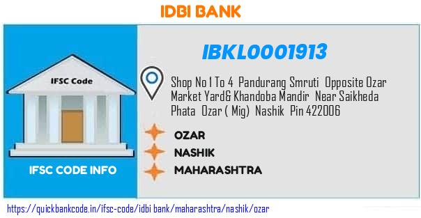 Idbi Bank Ozar IBKL0001913 IFSC Code