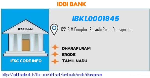Idbi Bank Dharapuram IBKL0001945 IFSC Code