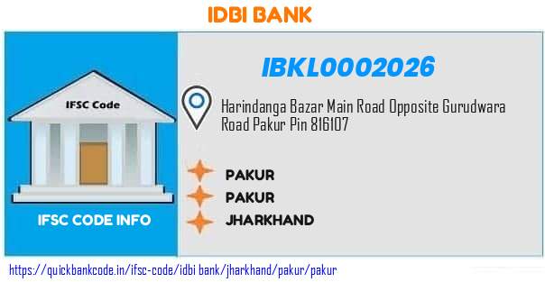 Idbi Bank Pakur IBKL0002026 IFSC Code