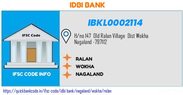 Idbi Bank Ralan IBKL0002114 IFSC Code