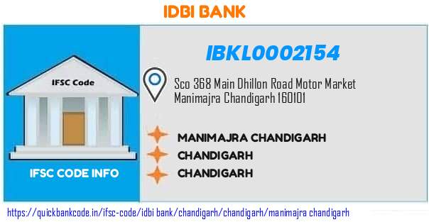 Idbi Bank Manimajra Chandigarh IBKL0002154 IFSC Code