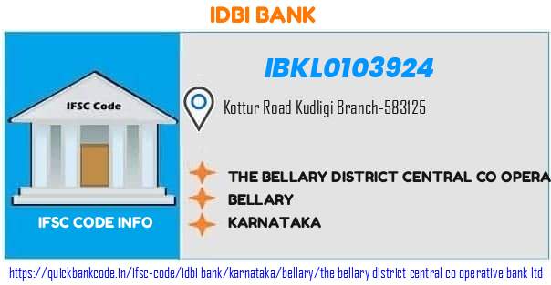 Idbi Bank The Bellary District Central Co Operative Bank  IBKL0103924 IFSC Code