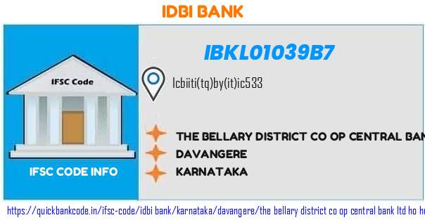 Idbi Bank The Bellary District Co Op Central Bank  Ho Hospetharapanahalli Branch IBKL01039B7 IFSC Code