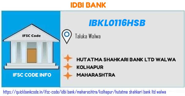 Idbi Bank Hutatma Shahkari Bank  Walwa IBKL0116HSB IFSC Code