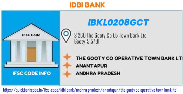 Idbi Bank The Gooty Co Operative Town Bank  IBKL0208GCT IFSC Code