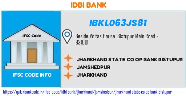 Idbi Bank Jharkhand State Co Op Bank Bistupur IBKL063JS81 IFSC Code