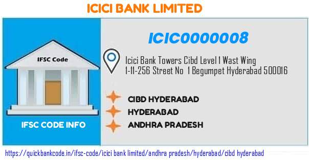 Icici Bank Cibd Hyderabad ICIC0000008 IFSC Code