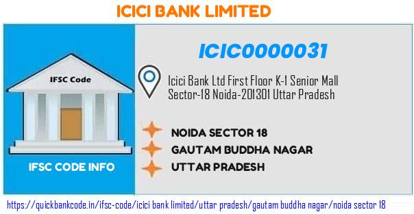 Icici Bank Noida Sector 18 ICIC0000031 IFSC Code