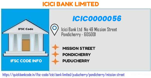 Icici Bank Mission Street ICIC0000056 IFSC Code