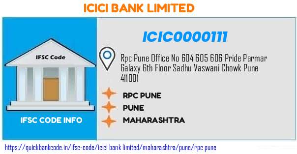 ICIC0000111 ICICI Bank. RPC PUNE