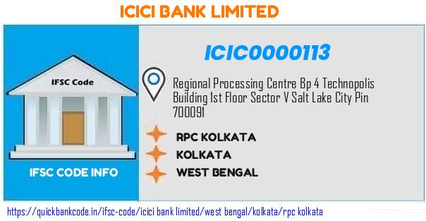 Icici Bank Rpc Kolkata ICIC0000113 IFSC Code